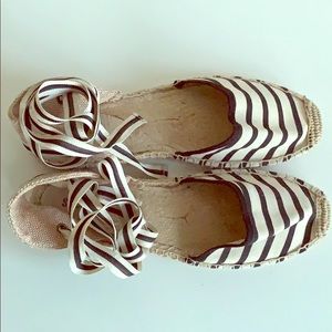 Saludos striped ankle wrap espadrilles